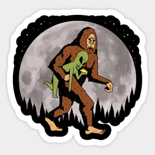 Bigfoot Alien Moon Sticker